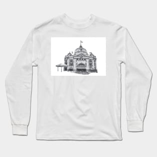 Flinders Street Station Melbourne. Hand Drawn Pen and Ink Long Sleeve T-Shirt